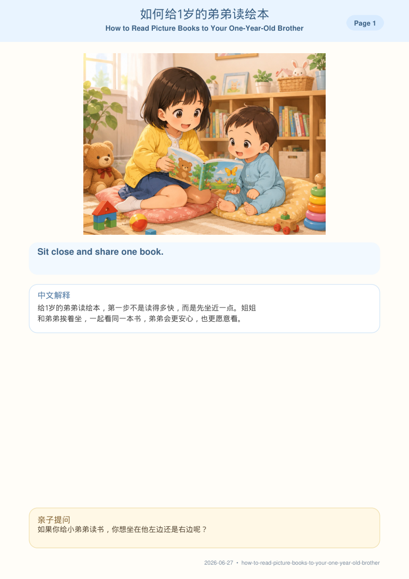 How To Read Picture Books To Your One Year Old Brother